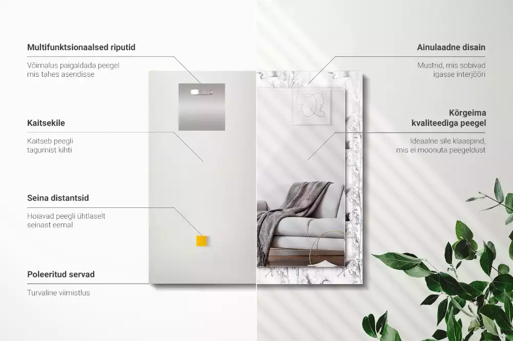 Lustro z nadrukiem z motywem żurawi i bambusów