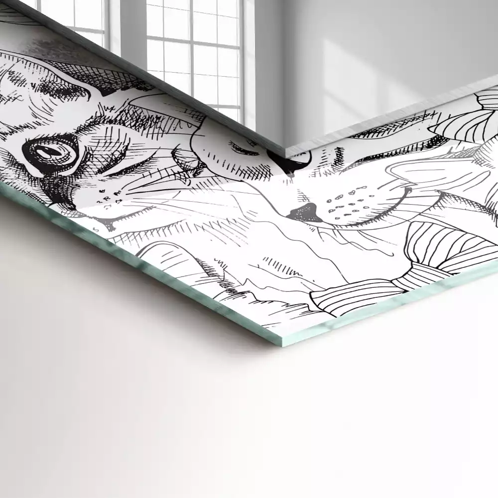 Lustro z nadrukiem prostokątne Koty w muszkach