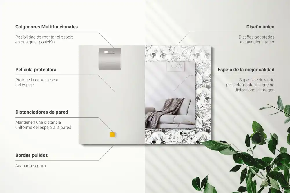 Lustro prostokątne z nadrukiem przedstawiającym koty w muszkach