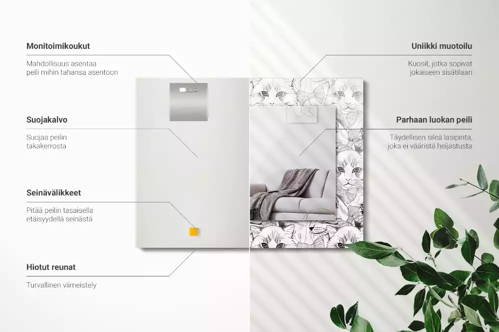 Lustro z nadrukiem prostokątne Koty w muszkach