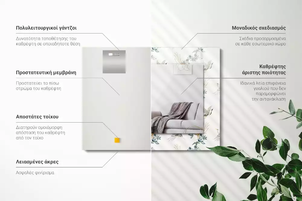 Lustro dekoracyjne w motywie ptaków i kwiatów