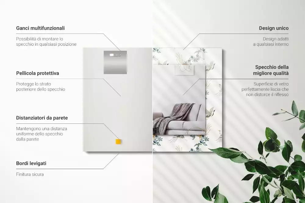 Lustro dekoracyjne w motywie ptaków i kwiatów