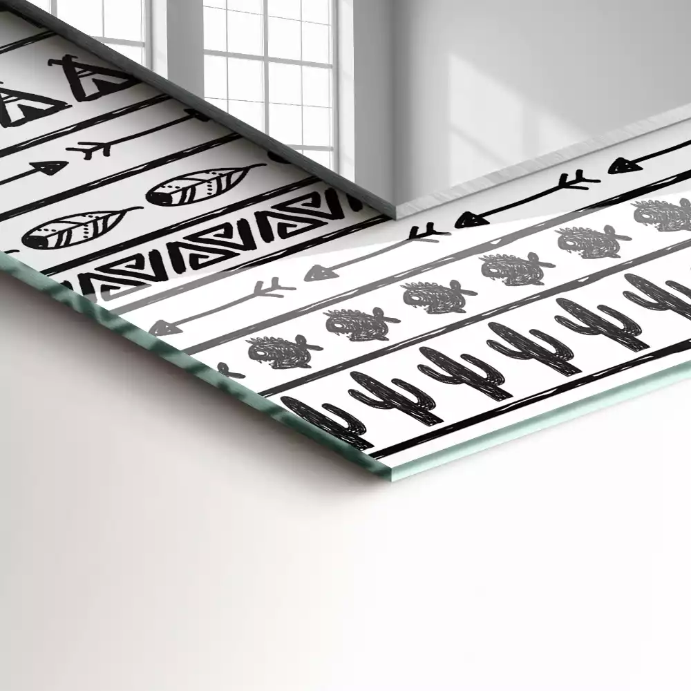 Lustro z nadrukiem z motywem kaktusów, strzał i tipi