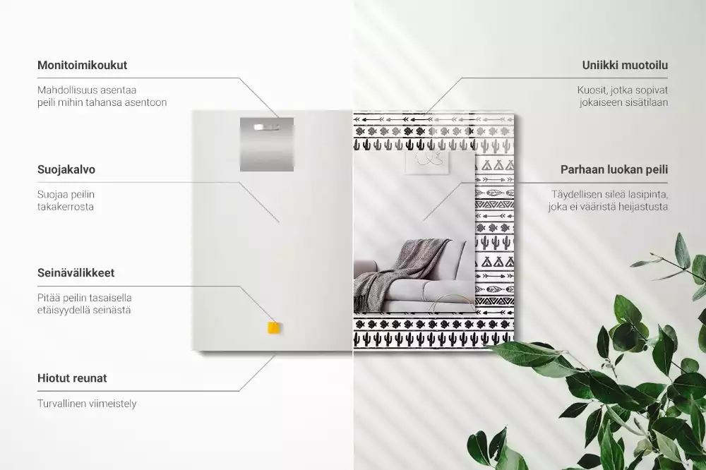 Lustro z nadrukiem z motywem kaktusów, strzał i tipi