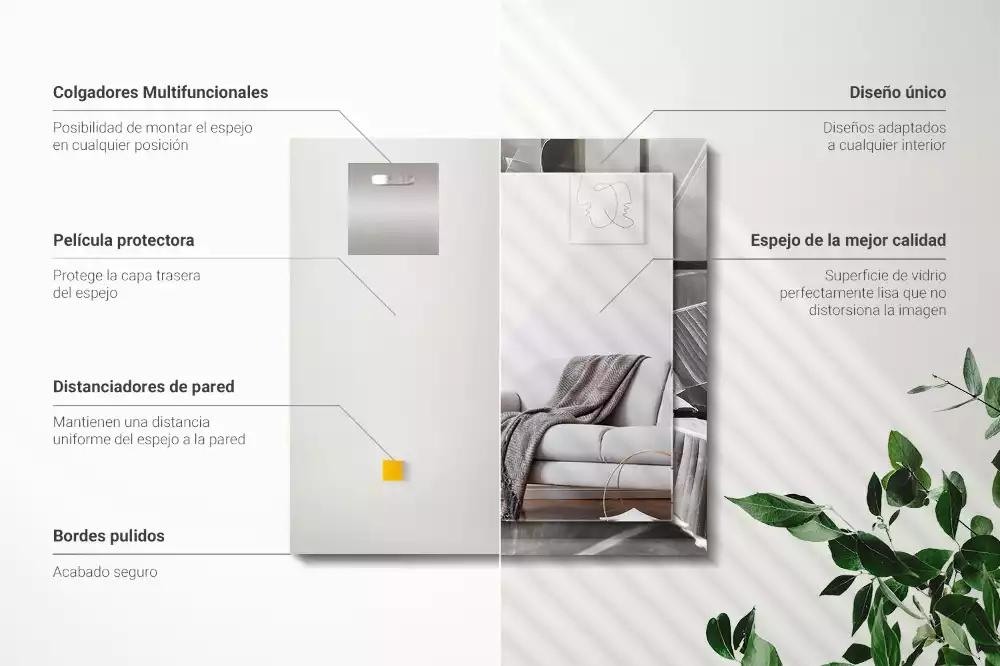 Lustro dekoracyjne z motywem liści bananowca