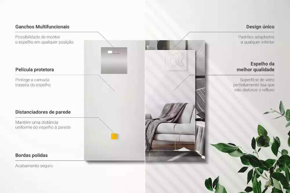 Lustro dekoracyjne z motywem liści bananowca