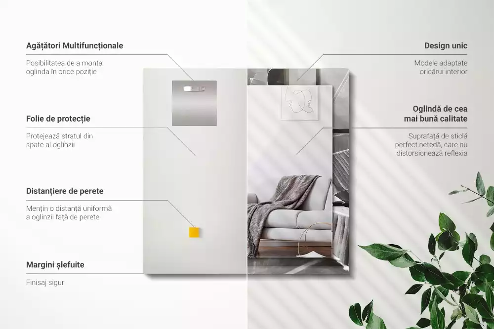 Lustro dekoracyjne z motywem liści bananowca