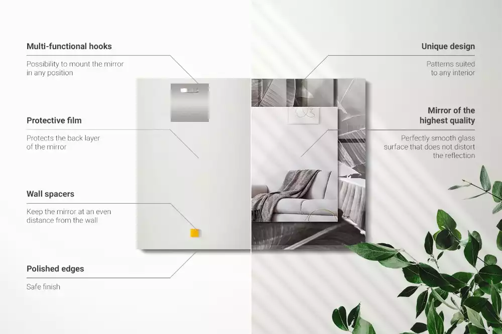 Lustro dekoracyjne z motywem liści bananowca