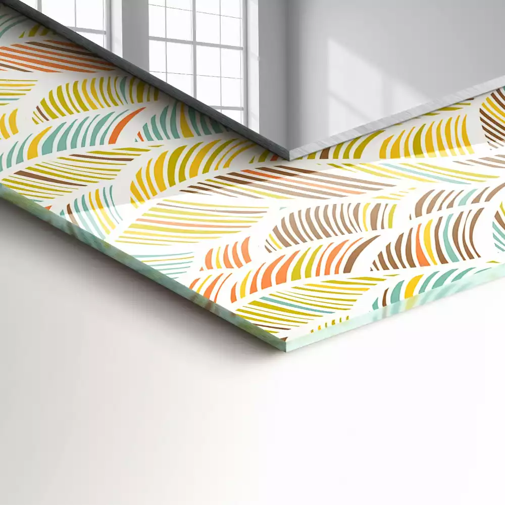 Lustro dekoracyjne w stylu kolorowych fal z motywem liści