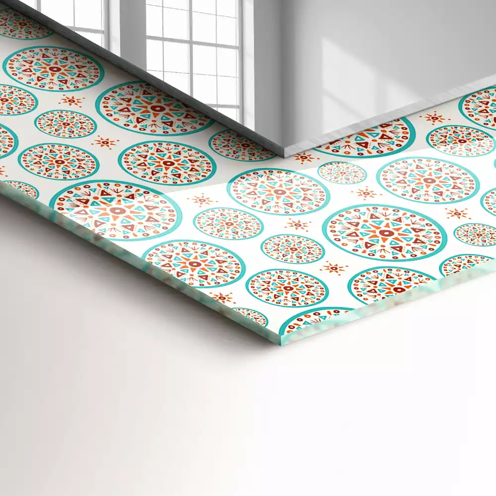 Lustro prostokątne z nadrukiem w kolorowy wzór okręgów