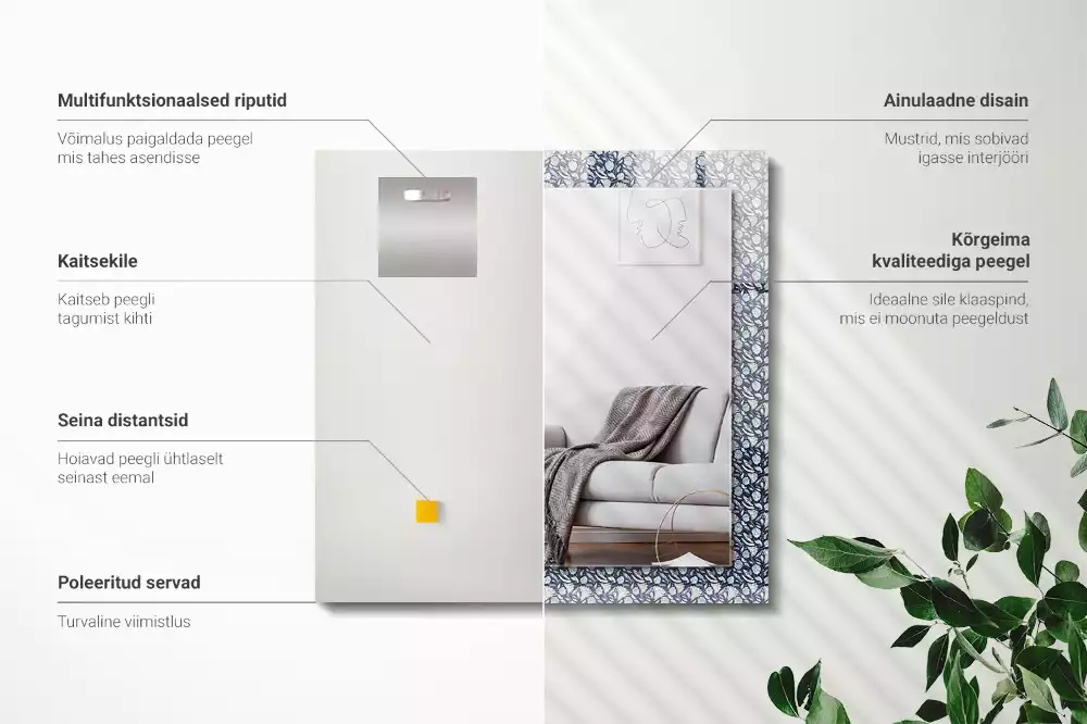 Lustro dekoracyjne z niebieskim wzorem kwiatowym