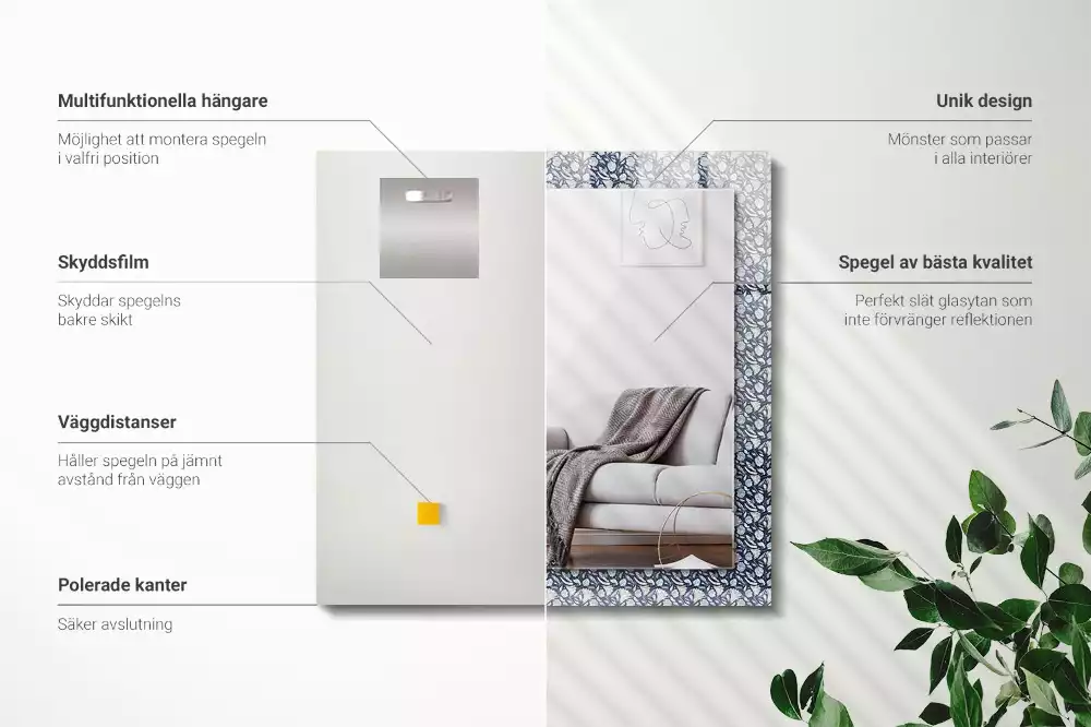 Lustro dekoracyjne z niebieskim wzorem kwiatowym