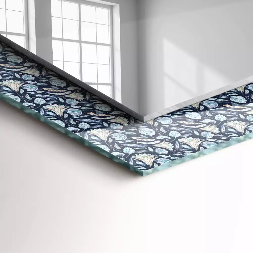 Lustro dekoracyjne z niebieskim wzorem kwiatowym