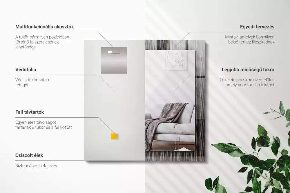 Lustro prostokątne z nadrukiem w kolekcji Nowoczesne Linie