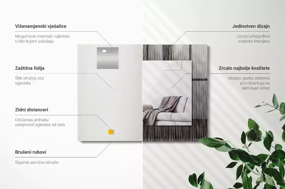 Lustro prostokątne z nadrukiem w kolekcji Nowoczesne Linie