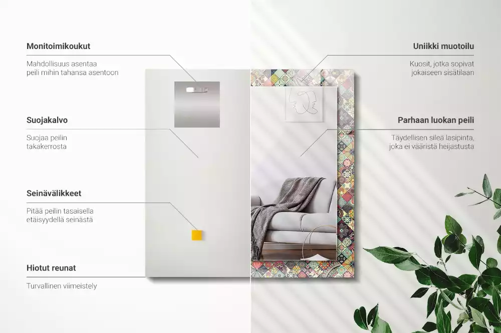 Lustro dekoracyjne prostokątne z kolorowym wzorem patchwork