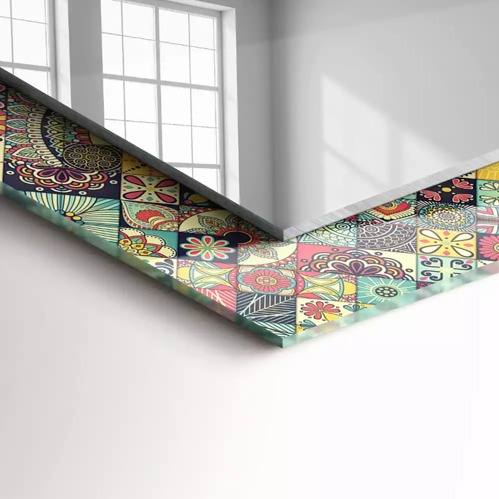 Lustro dekoracyjne prostokątne z kolorowym wzorem patchwork