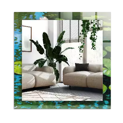 Lustro z nadrukiem dekoracyjne prostokątne Lilie wodne staw