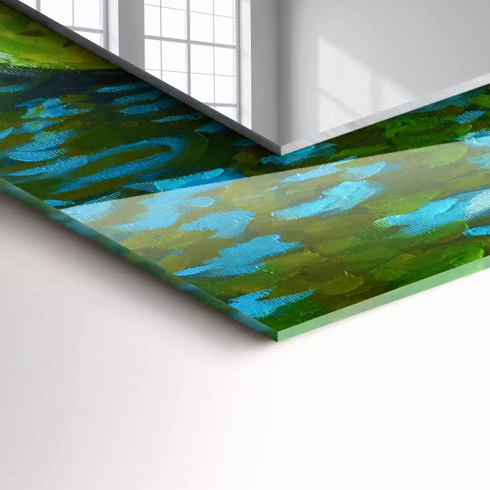 Lustro dekoracyjne z nadrukiem przedstawiającym lilie wodne