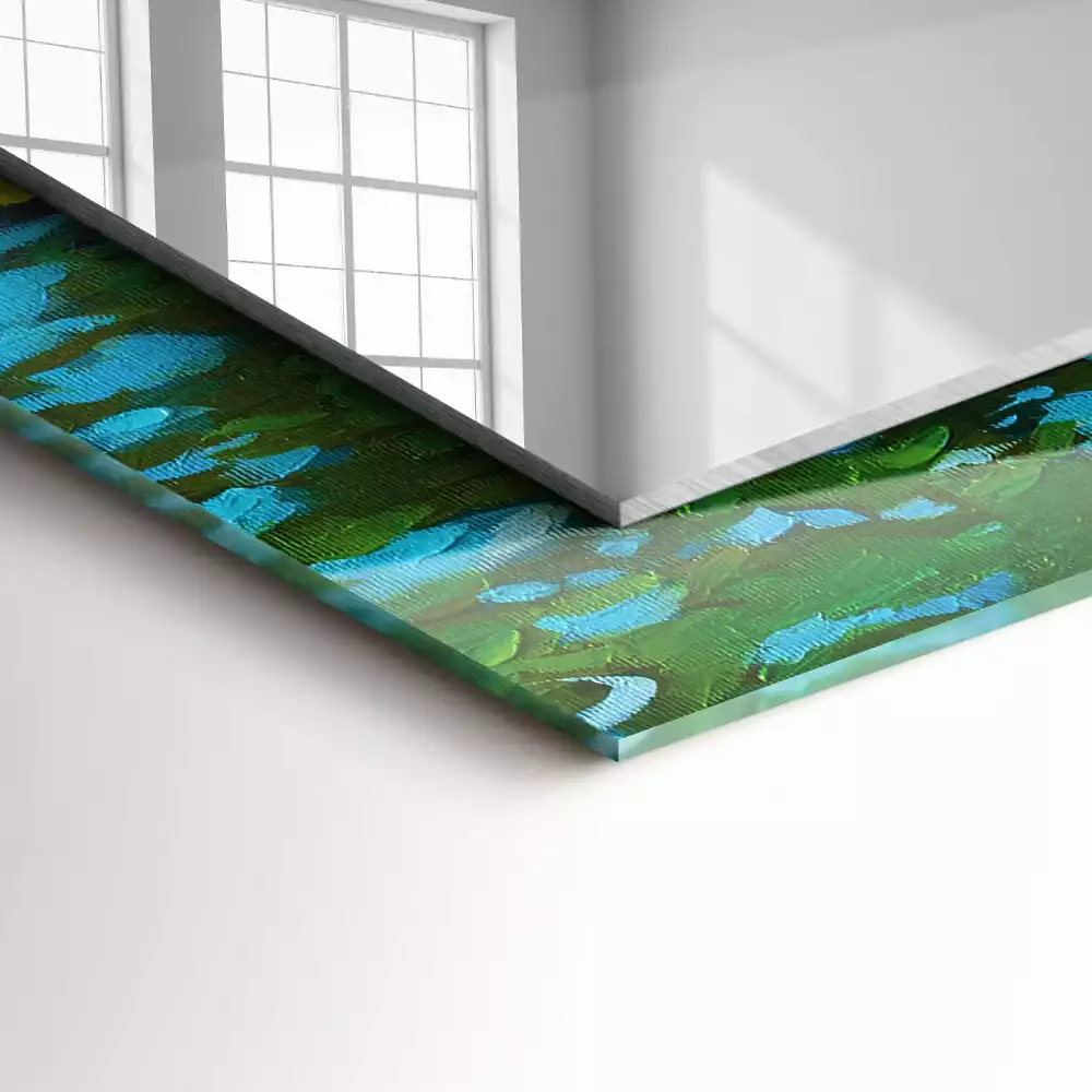 Lustro dekoracyjne z nadrukiem przedstawiającym lilie wodne