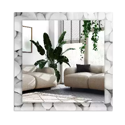 Lustro dekoracyjne prostokątne Białe gładkie kamienie