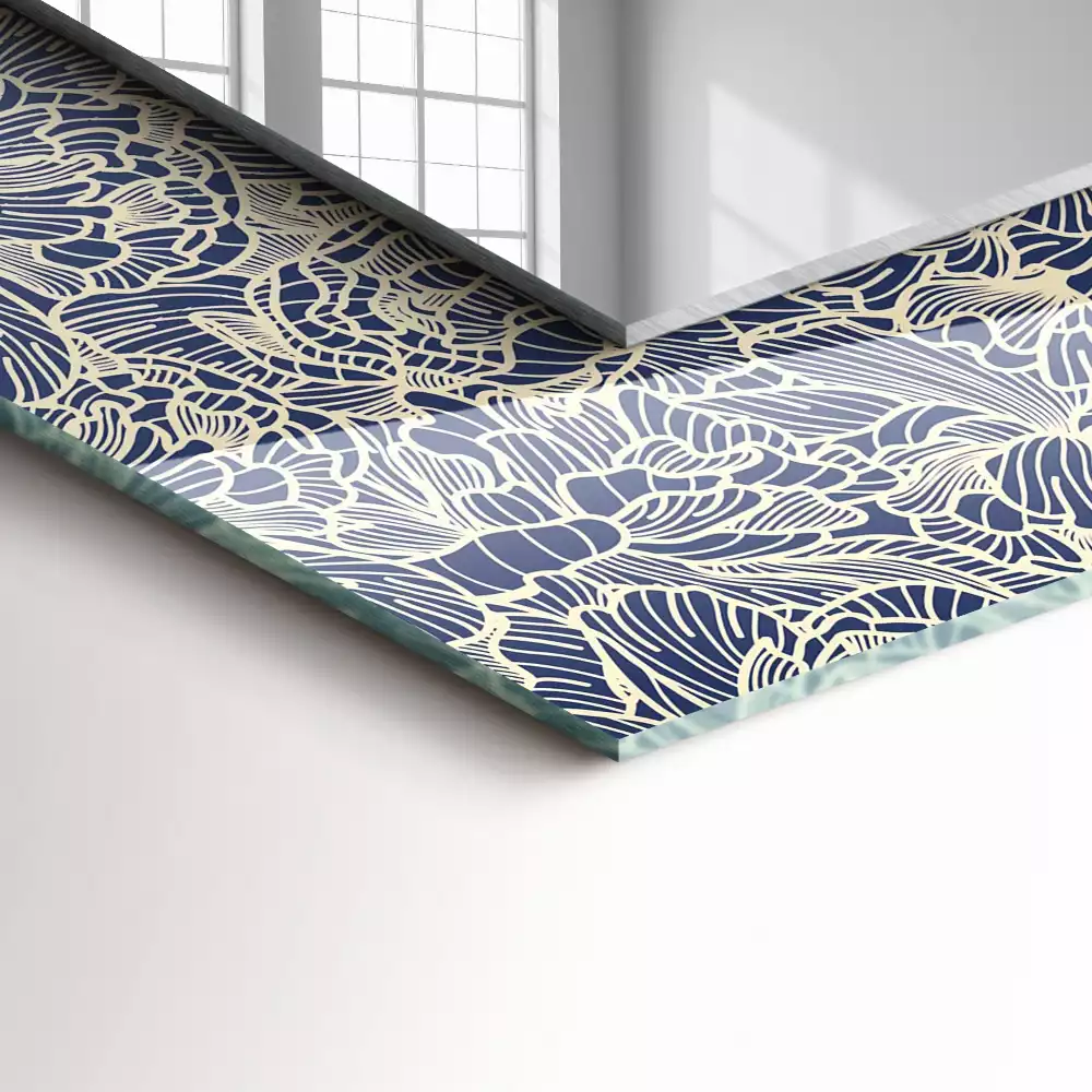 Lustro dekoracyjne o prostokątnym kształcie z motywem kwiatowego wzoru tkaniny