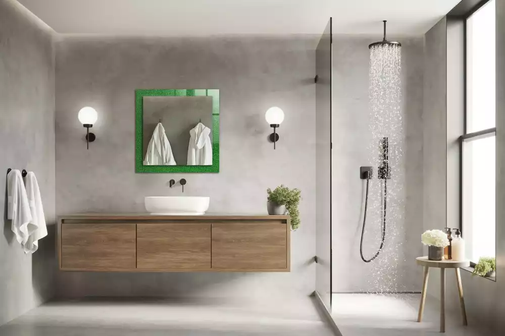 Lustro prostokątne z nadrukiem w motywie zielonej trawy