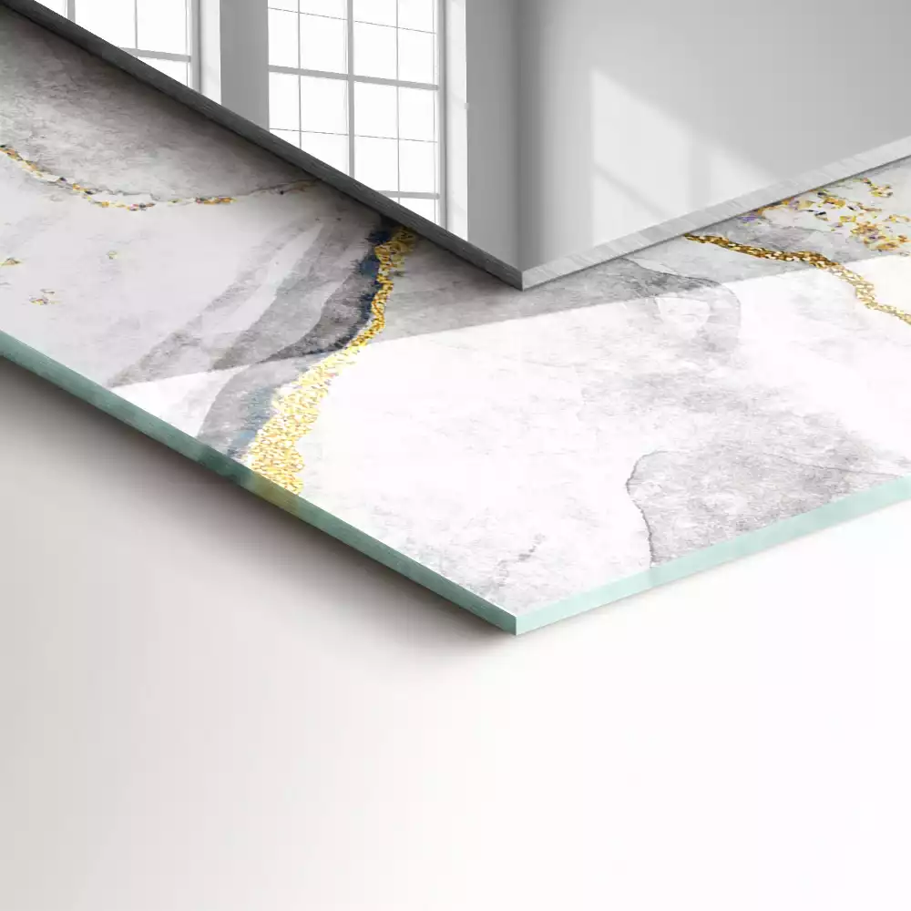 Lustro prostokątne z nadrukiem w motyw marmuru z żyłkami