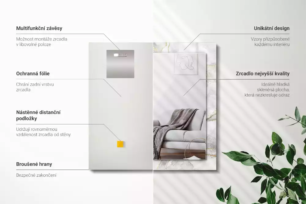 Lustro prostokątne z nadrukiem w motyw marmuru z żyłkami