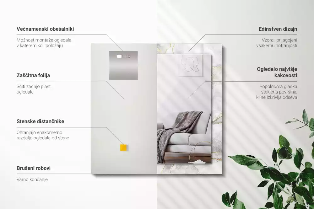 Lustro prostokątne z nadrukiem w motyw marmuru z żyłkami