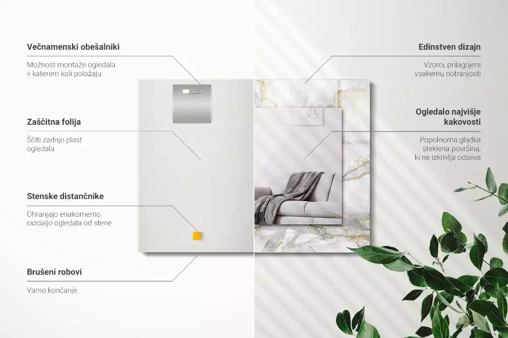 Lustro prostokątne z nadrukiem w motyw marmuru z żyłkami