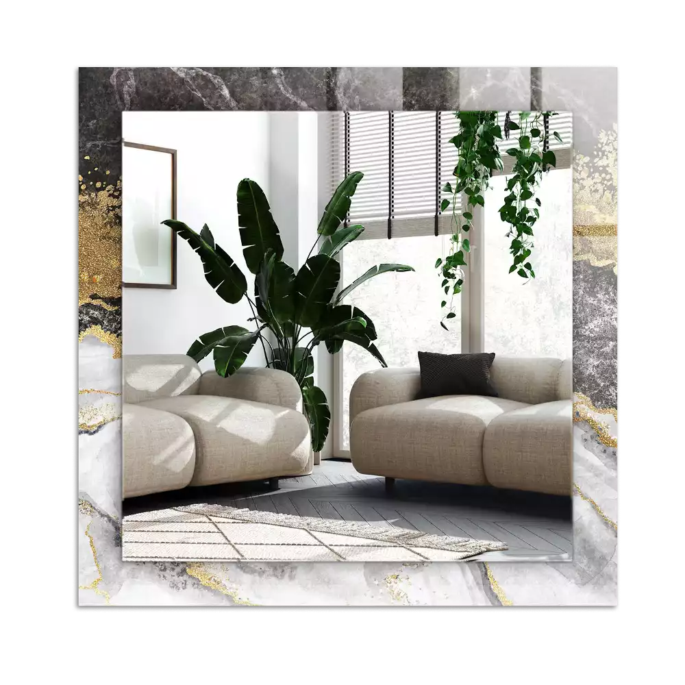 Lustro dekoracyjne prostokątne z nadrukiem przedstawiającym abstrakcyjny marmurowy wzór żył