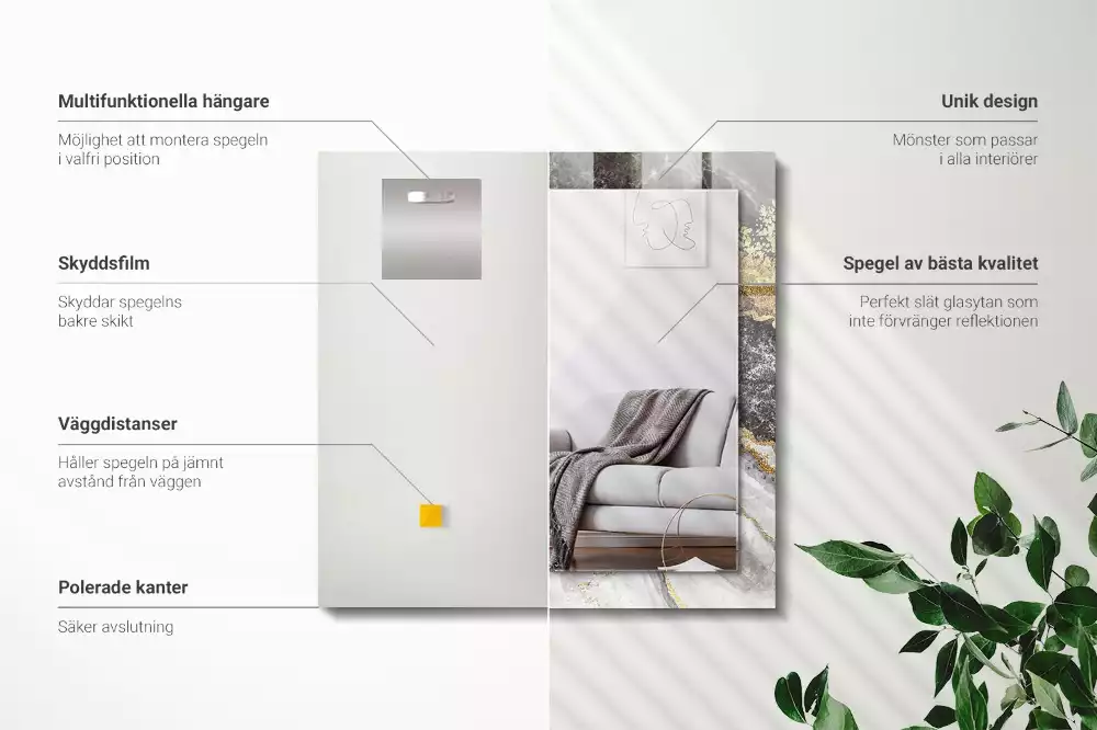 Lustro dekoracyjne prostokątne z nadrukiem przedstawiającym abstrakcyjny marmurowy wzór żył