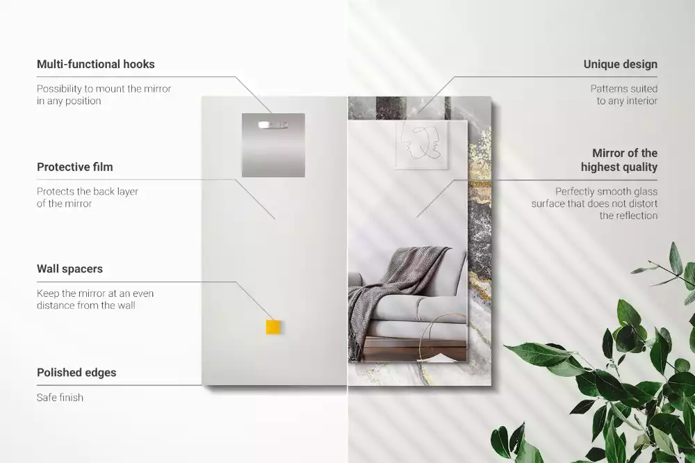 Lustro dekoracyjne prostokątne z nadrukiem przedstawiającym abstrakcyjny marmurowy wzór żył