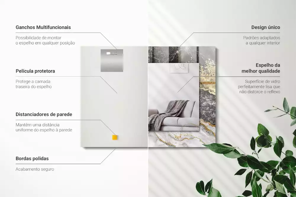 Lustro dekoracyjne prostokątne z nadrukiem przedstawiającym abstrakcyjny marmurowy wzór żył