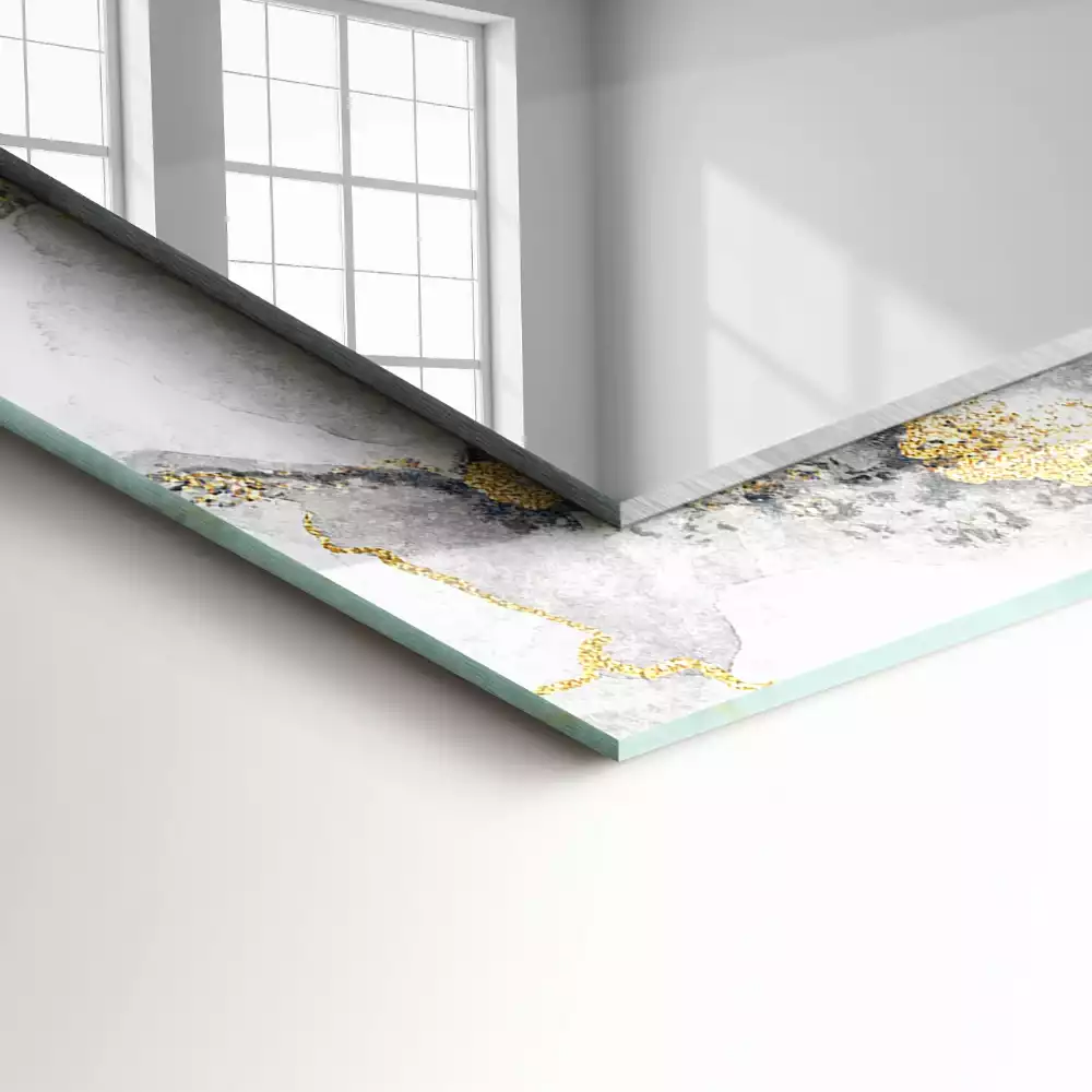 Lustro dekoracyjne prostokątne z nadrukiem przedstawiającym abstrakcyjny marmurowy wzór żył