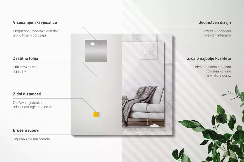 Lustro dekoracyjne z motywem pękniętej betonowej powierzchni