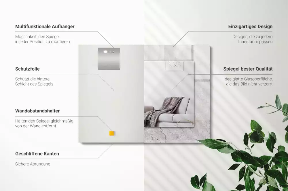 Lustro dekoracyjne z motywem pękniętej betonowej powierzchni