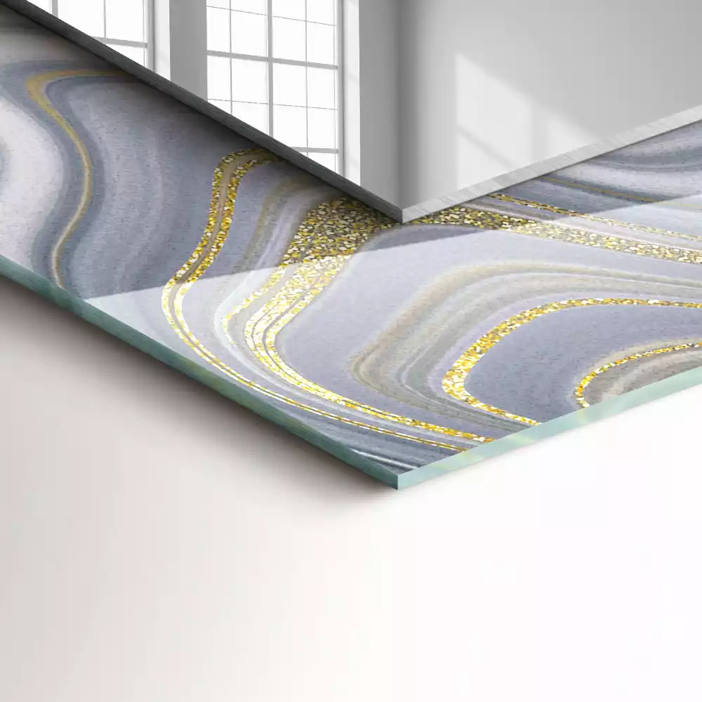 Lustro dekoracyjne prostokątne z nadrukiem abstrakcyjnych wzorów marmuru