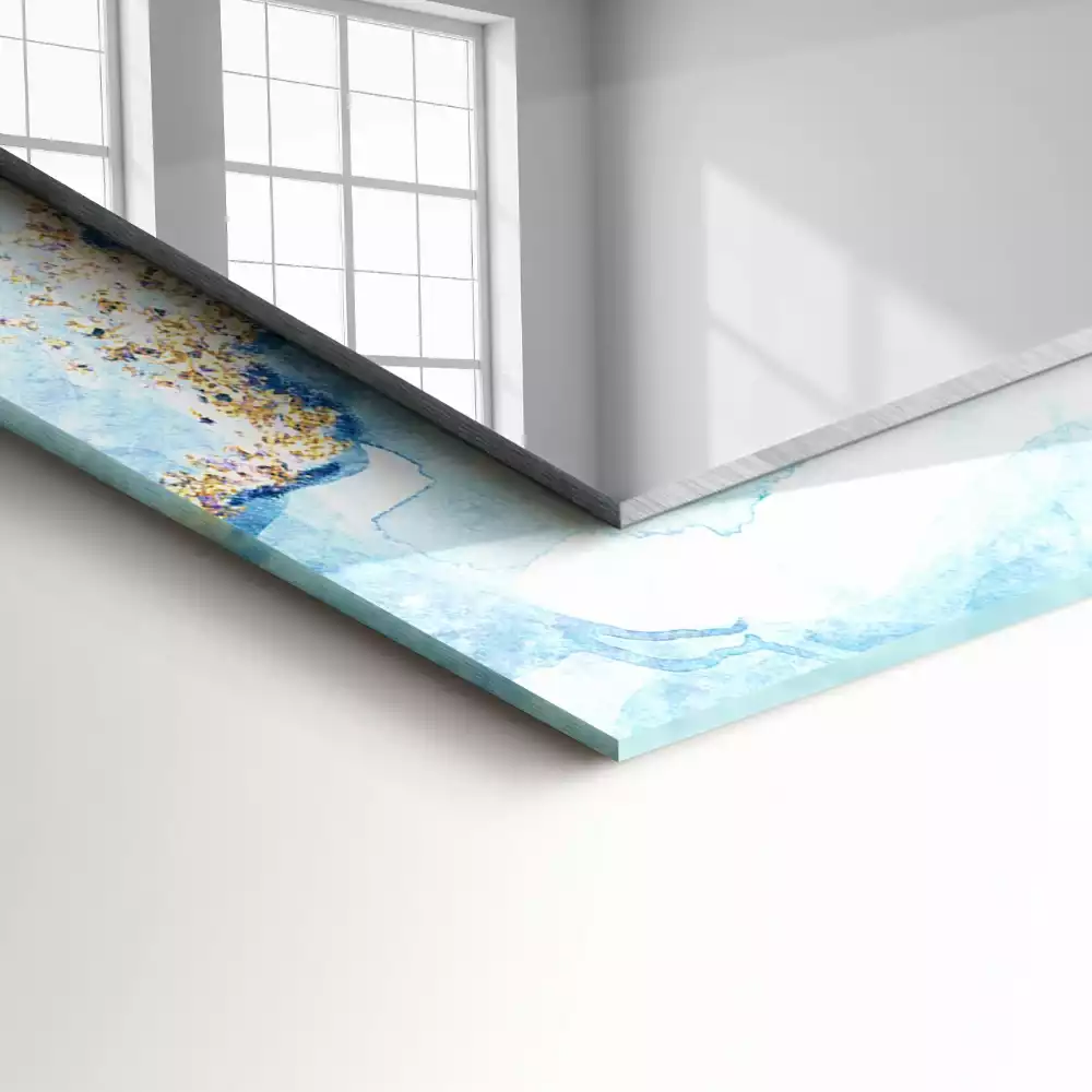 Lustro prostokątne z nadrukiem w abstrakcyjny wzór marmuru