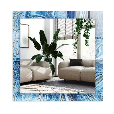 Lustro dekoracyjne z nadrukiem z abstrakcyjnym niebieskim wzorem