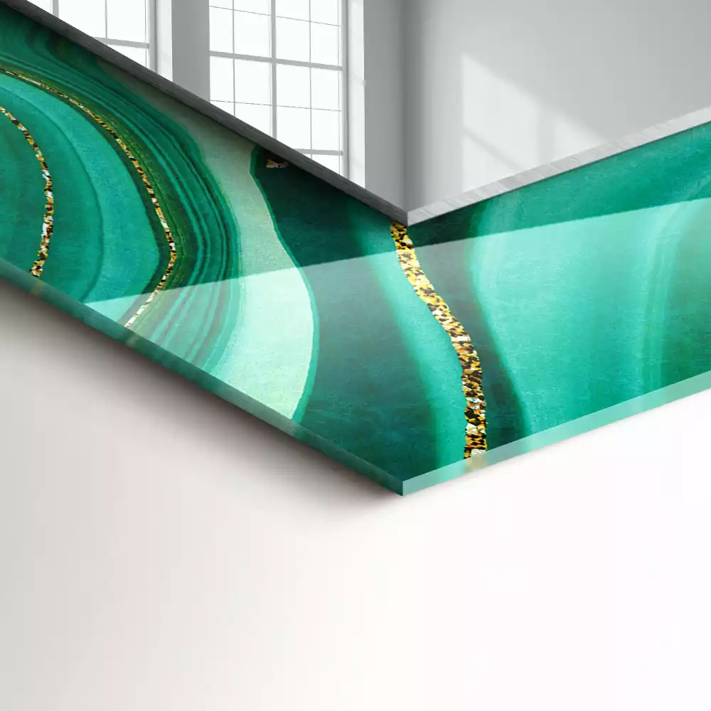 Lustro z nadrukiem z motywem abstrakcyjnej zielonej tekstury