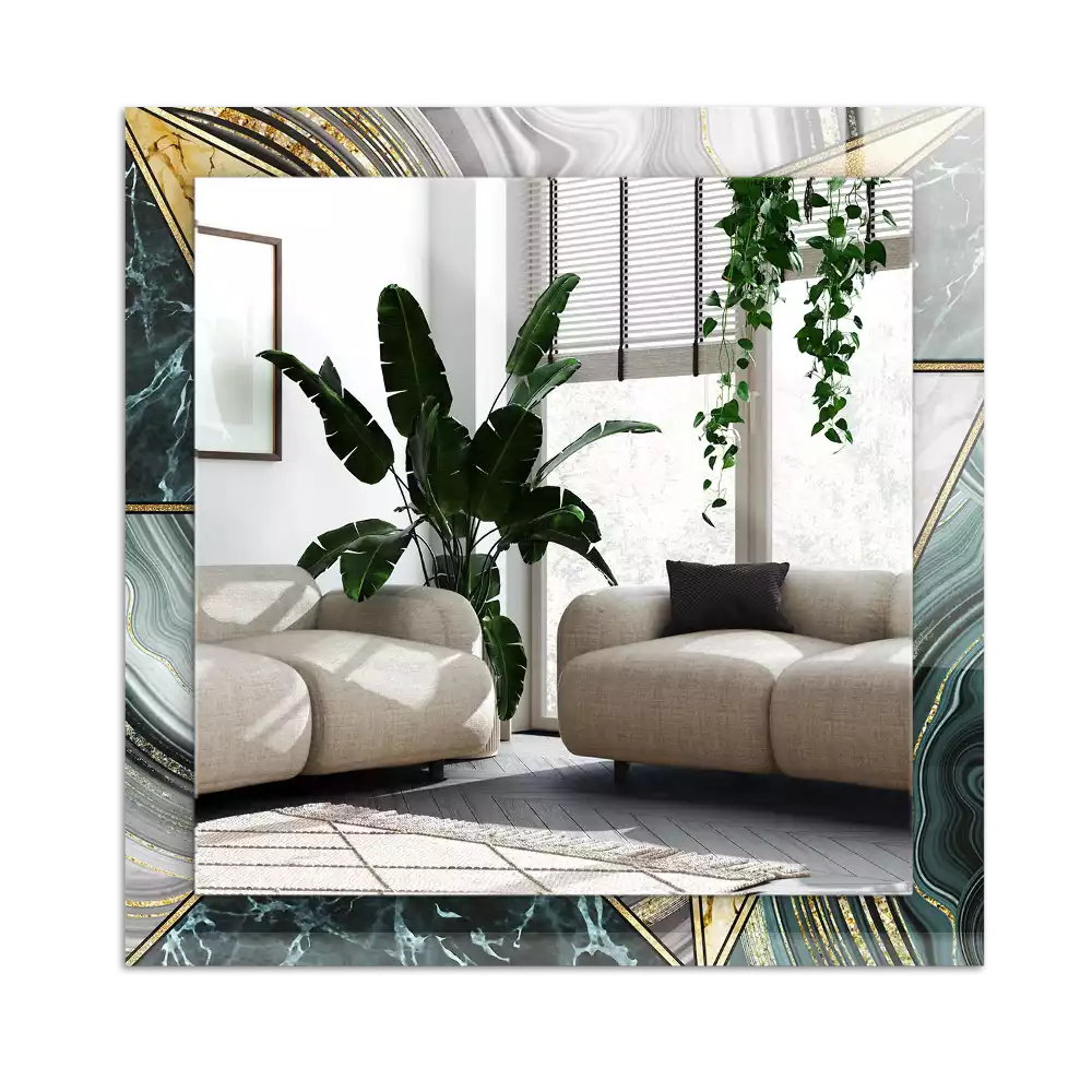 Lustro dekoracyjne z nadrukiem przedstawiającym abstrakcyjne geometryczne wzory