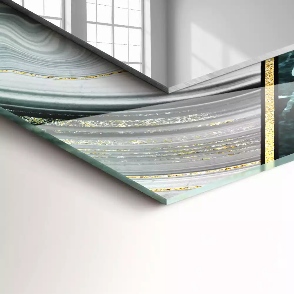 Lustro dekoracyjne z nadrukiem przedstawiającym abstrakcyjne geometryczne wzory