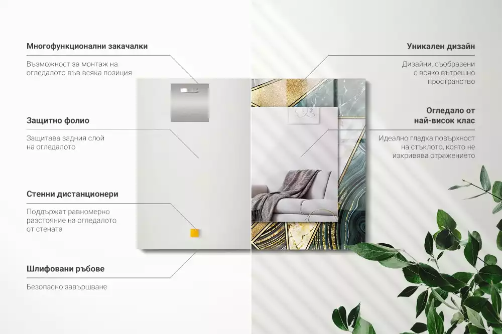 Lustro dekoracyjne z nadrukiem przedstawiającym abstrakcyjne geometryczne wzory