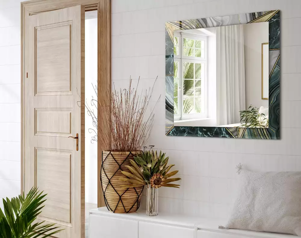 Lustro dekoracyjne z nadrukiem przedstawiającym abstrakcyjne geometryczne wzory