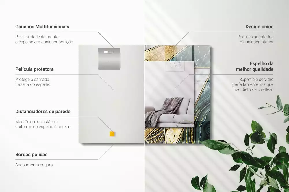 Lustro dekoracyjne z nadrukiem przedstawiającym abstrakcyjne geometryczne wzory