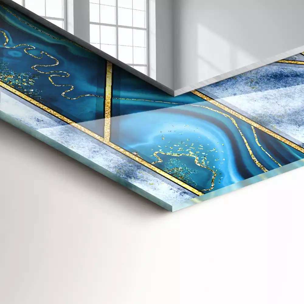 Lustro dekoracyjne prostokątne z abstrakcyjną mozaiką o geometrycznym wzorze