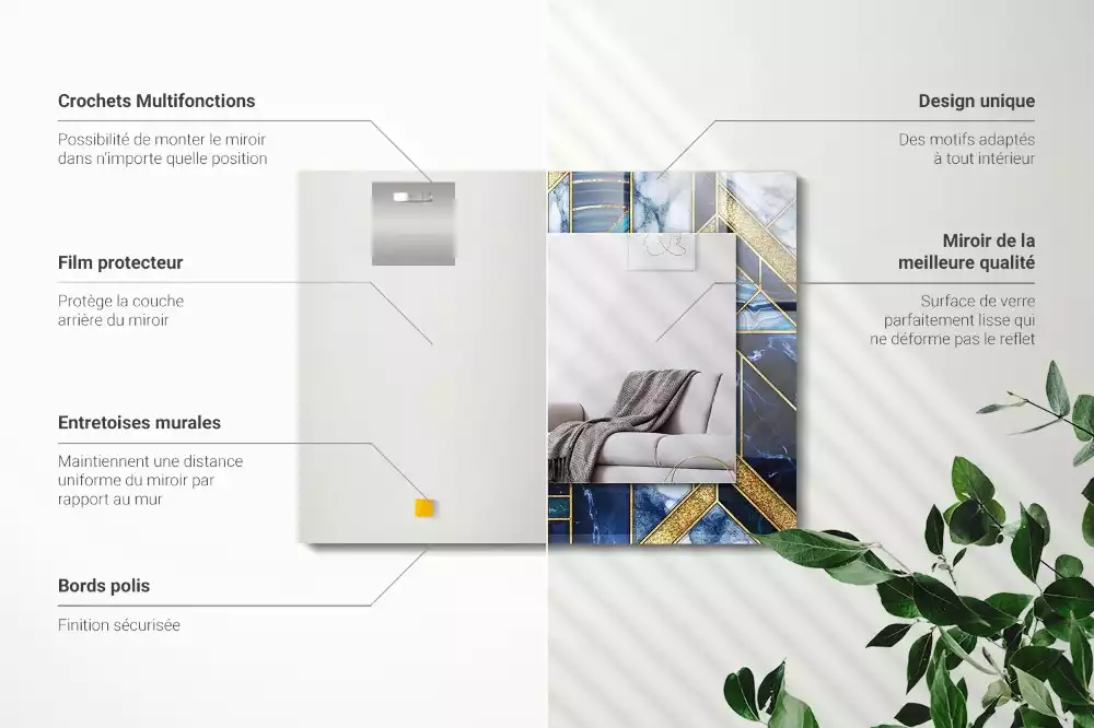 Lustro dekoracyjne prostokątne z abstrakcyjną mozaiką o geometrycznym wzorze