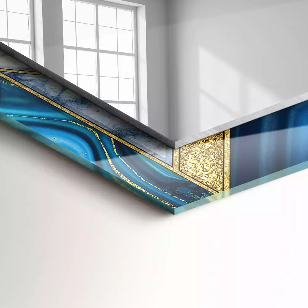 Lustro dekoracyjne prostokątne z abstrakcyjną mozaiką o geometrycznym wzorze